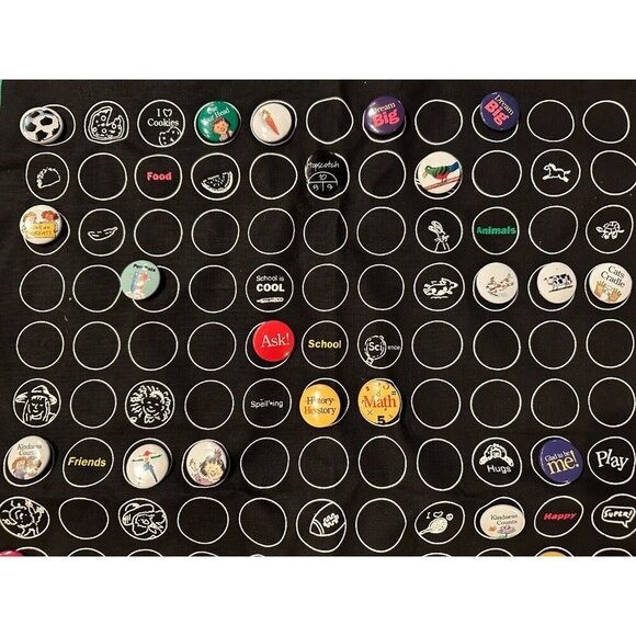 Vintage 1990s American Girl Pleasant Company Grin Pin Banner Black and 30 Pins - Picture 5 of 6